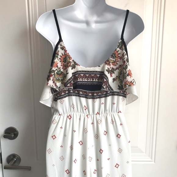 Miley & Molly Multi Mixed Print Aztec cold shoulder ruffle jumpsuit size S EUC - Picture 9 of 13